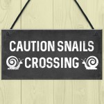 Funny Snails Crossing Garden Sign Novelty Hanging Garden Shed