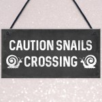 Funny Snails Crossing Garden Sign Novelty Hanging Garden Shed