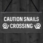 Funny Snails Crossing Garden Sign Novelty Hanging Garden Shed