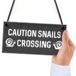 Funny Snails Crossing Garden Sign Novelty Hanging Garden Shed