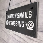 Funny Snails Crossing Garden Sign Novelty Hanging Garden Shed