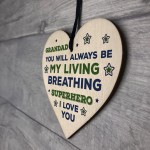 Superhero Grandad Wooden Heart Gift For Birthday Fathers Day