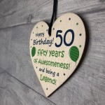 50th Birthday Gifts For Men Women Wood Heart Funny 50th Birthday