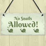 Funny Garden Sign Hanging Wall Door Plaque No Snails Allowed