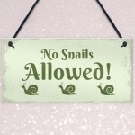 Funny Garden Sign Hanging Wall Door Plaque No Snails Allowed