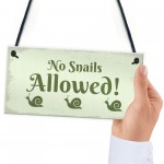 Funny Garden Sign Hanging Wall Door Plaque No Snails Allowed