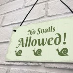 Funny Garden Sign Hanging Wall Door Plaque No Snails Allowed