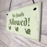 Funny Garden Sign Hanging Wall Door Plaque No Snails Allowed