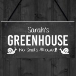 Personalised Greenhouse Sign Funny No Snails Allowed Garden Sign