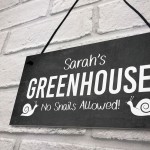 Personalised Greenhouse Sign Funny No Snails Allowed Garden Sign