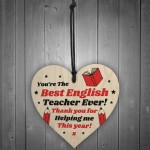 Teacher Wooden Heart Thank You Gifts for English Teacher Leaving