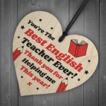 Teacher Wooden Heart Thank You Gifts for English Teacher Leaving