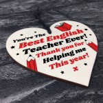 Teacher Wooden Heart Thank You Gifts for English Teacher Leaving