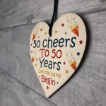 50th Birthday 50 Cheers To 50 Years Funny Wooden Heart Sign Gift