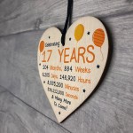 17th Birthday Novelty Wooden Heart Gift For Son Daughter Brother