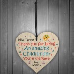 Personalised Wood Childminder Gift Heart Plaque Friendship Gift