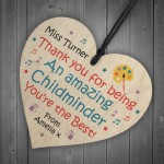 Personalised Wood Childminder Gift Heart Plaque Friendship Gift