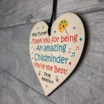 Personalised Wood Childminder Gift Heart Plaque Friendship Gift