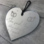 She Said Yes Engagement Gifts For Couple Engraved Heart