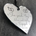 She Said Yes Engagement Gifts For Couple Engraved Heart