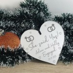 She Said Yes Engagement Gifts For Couple Engraved Heart