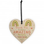 Personalised Nursery Teacher Heart Wooden Plaque Thank You Gifts