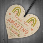 Personalised Nursery Teacher Heart Wooden Plaque Thank You Gifts