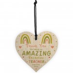 Personalised Reception Teacher Heart Wood Plaque Thank You Gifts