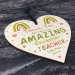 Personalised Reception Teacher Heart Wood Plaque Thank You Gifts