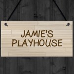 Personalised Playhouse Sign Hanging Door Wall Sign Daughter Son