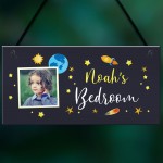 Personalised Space Themed Bedroom Sign For Boys Bedroom Son Gift