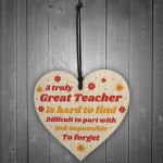 Personalised Teacher Gift Wood Heart Leaving Nursery School Gift