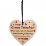 Personalised Teacher Gift Wood Heart Leaving Nursery School Gift