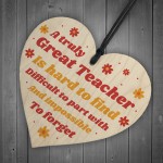 Personalised Teacher Gift Wood Heart Leaving Nursery School Gift