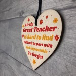 Personalised Teacher Gift Wood Heart Leaving Nursery School Gift