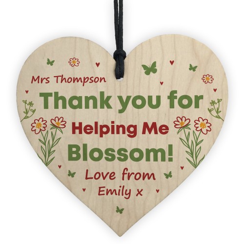 Personalised Thank You For Helping Me Blossom Heart Friendship