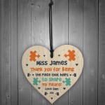 Personalised Wooden Teachers Gift Wood Heart TA Gift Thank You