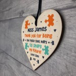 Personalised Wooden Teachers Gift Wood Heart TA Gift Thank You