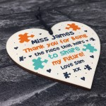 Personalised Wooden Teachers Gift Wood Heart TA Gift Thank You