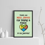 Personalised Piece Of My Journey Print Thank You Teacher Gift