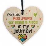 Personalised Piece Of My Journey Heart Thank You Teacher Gift