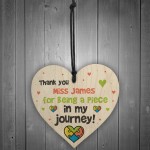 Personalised Piece Of My Journey Heart Thank You Teacher Gift