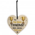 Worlds Best Teacher PERSONALISED Wood Heart Gift For Teacher