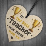 Worlds Best Teacher PERSONALISED Wood Heart Gift For Teacher