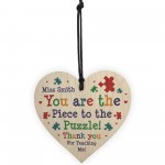 Teacher Thank You PERSONALISED Wood Heart Gift For Teacher