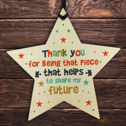 Wooden Star Plaque Thank You Gift For Techer Assistant Leaving