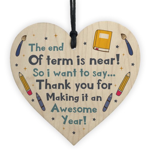 Teacher Gift Poem Hanging Heart Thank You Teacher Assistant Gift