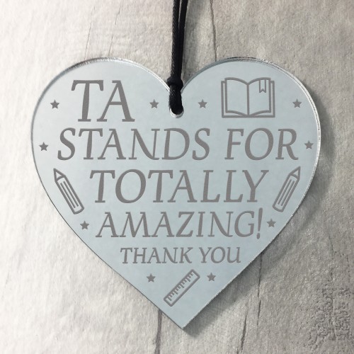 Thank You Teaching Assistant Gift For TA Engraved Heart Leaving