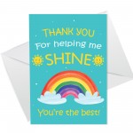 Teacher Thank You Card Teaching Assistant Nursery Teacher