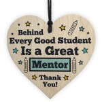 Thank You Gift For MENTOR Wood Heart Teacher Friendship Gift